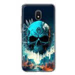Samsung Galaxy J3 Express/Prime 3/Amp Prime 3 Blue Apocalypse Cyberpunk Skull Feather Double Layer Phone Case Cover