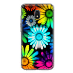 Samsung Galaxy J3 Express/Prime 3/Amp Prime 3 Neon Rainbow Daisy Glow Colorful Daisies Baby Blue Pink Yellow White Double Layer Phone Case Cover