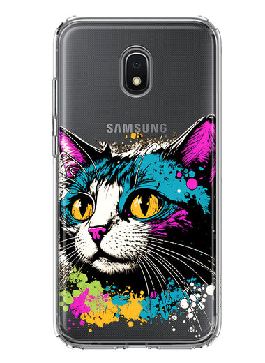 Samsung Galaxy J3 Express/Prime 3/Amp Prime 3 Cool Cat Oil Paint Pop Art Hybrid Protective Phone Case Cover