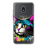 Samsung Galaxy J7 (2018) Star/Crown/Aura Cool Cat Oil Paint Pop Art Hybrid Protective Phone Case Cover
