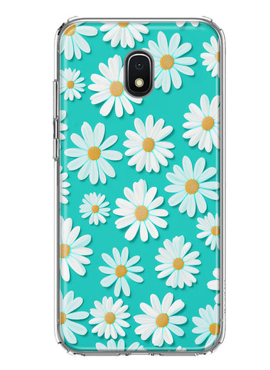 Samsung Galaxy J3 Express/Prime 3/Amp Prime 3 Turquoise Teal White Daisies Cute Daisy Polka Dots Double Layer Phone Case Cover