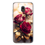 Samsung Galaxy J3 Express/Prime 3/Amp Prime 3 Romantic Elegant Gold Marble Red Roses Double Layer Phone Case Cover
