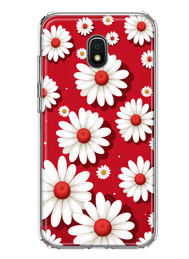 Samsung Galaxy J7 (2018) Star/Crown/Aura Cute White Red Daisies Polkadots Double Layer Phone Case Cover