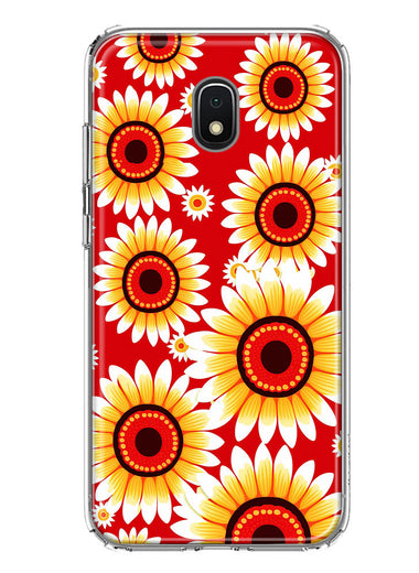 Samsung Galaxy J3 Express/Prime 3/Amp Prime 3 Yellow Sunflowers Polkadot on Red Double Layer Phone Case Cover