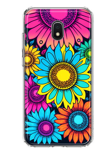 Samsung Galaxy J7 (2018) Star/Crown/Aura Vintage Colorful Abstract Sunflowers Floral Double Layer Phone Case Cover