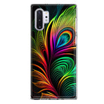 Samsung Galaxy Note 10 Neon Rainbow Glow Peacock Feather Hybrid Protective Phone Case Cover