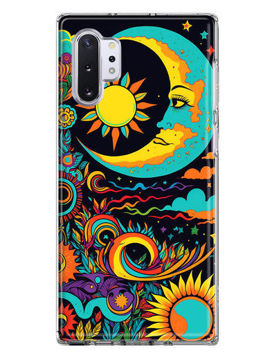 Samsung Galaxy Note 10 Plus Neon Rainbow Psychedelic Indie Hippie Indie Moon Hybrid Protective Phone Case Cover