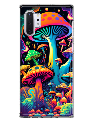 Samsung Galaxy Note 10 Plus Neon Rainbow Psychedelic Indie Hippie Mushrooms Hybrid Protective Phone Case Cover