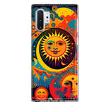 Samsung Galaxy Note 10 Neon Rainbow Psychedelic Indie Hippie Sun Moon Hybrid Protective Phone Case Cover