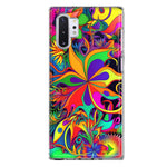 Samsung Galaxy Note 10 Plus Neon Rainbow Psychedelic Hippie Wild Flowers Hybrid Protective Phone Case Cover