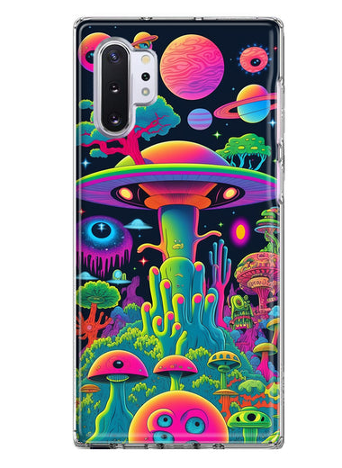 Samsung Galaxy Note 10 Neon Rainbow Psychedelic UFO Alien Planet Hybrid Protective Phone Case Cover