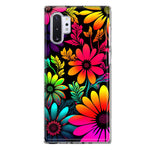 Samsung Galaxy Note 10 Neon Rainbow Glow Colorful Abstract Flowers Floral Hybrid Protective Phone Case Cover