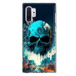Samsung Galaxy Note 10 Plus Blue Apocalypse Cyberpunk Skull Feather Double Layer Phone Case Cover
