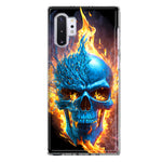 Samsung Galaxy Note 10 Blue Flaming Skull Burning Fire Double Layer Phone Case Cover