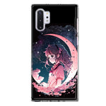 Samsung Galaxy Note 10 Kawaii Manga Pink Cherry Blossom Dreaming Moon Girl Hybrid Protective Phone Case Cover