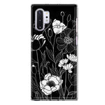 Samsung Galaxy Note 10 Line Drawing Art White Floral Flowers Hybrid Protective Phone Case Cover