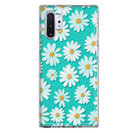 Samsung Galaxy Note 10 Turquoise Teal White Daisies Cute Daisy Polka Dots Double Layer Phone Case Cover