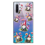 Samsung Galaxy Note 10 Plus Cute Pink Purple Cosmos Flowers Gnomes Spring Floral Double Layer Phone Case Cover