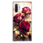 Samsung Galaxy Note 10 Romantic Elegant Gold Marble Red Roses Double Layer Phone Case Cover