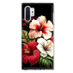 Samsung Galaxy Note 10 Pink Red Hibiscus Wild Flowers Floral Hybrid Protective Phone Case Cover