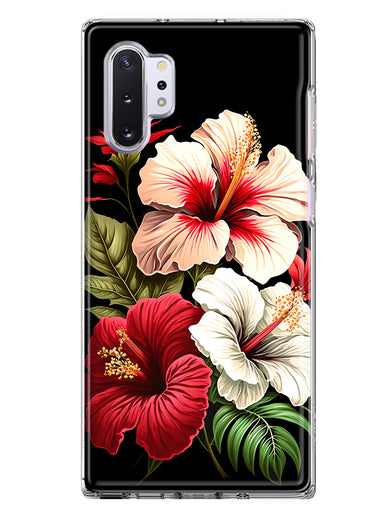Samsung Galaxy Note 10 Plus Pink Red Hibiscus Wild Flowers Floral Hybrid Protective Phone Case Cover