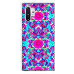 Samsung Galaxy Note 10 Pink Blue Vintage Hippie Tie Dye Flowers Hybrid Protective Phone Case Cover