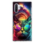 Samsung Galaxy Note 10 Neon Rainbow Galaxy Cat Hybrid Protective Phone Case Cover