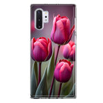 Samsung Galaxy Note 10 Pink Tulip Flowers Floral Hybrid Protective Phone Case Cover