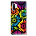 Samsung Galaxy Note 10 Neon Rainbow Glow Sunflowers Colorful Floral Pink Purple Double Layer Phone Case Cover