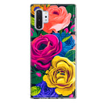 Samsung Galaxy Note 10 Plus Vintage Pastel Abstract Colorful Pink Yellow Blue Roses Double Layer Phone Case Cover