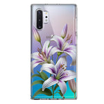 Samsung Galaxy Note 10 White Lavender Lily Purple Flowers Floral Hybrid Protective Phone Case Cover