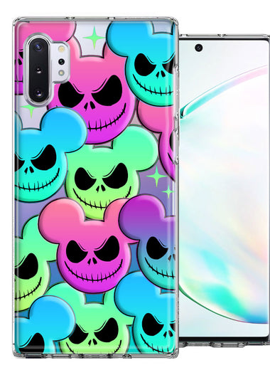 Samsung Galaxy Note 10 Bright Rainbow Nightmare Skulls Spooky Season Halloween Design Double Layer Phone Case Cover