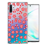 Samsung Galaxy Note 10 Christmas Winter Red White Peppermint Candies Swirls Candycanes Design Double Layer Phone Case Cover