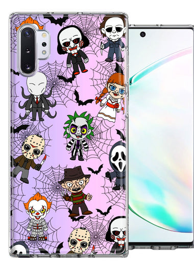 Samsung Galaxy Note 10 Plus Classic Haunted Horror Halloween Nightmare Characters Spider Webs Design Double Layer Phone Case Cover
