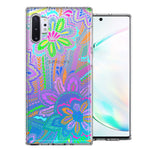 Samsung Galaxy Note 10 Plus Colorful Summer Flowers Doodle Art Design Double Layer Phone Case Cover