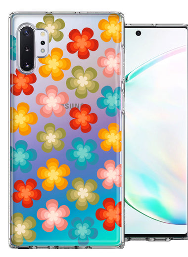 Samsung Galaxy Note 10 Groovy Gradient Retro Color Flowers Double Layer Phone Case Cover