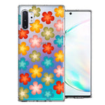 Samsung Galaxy Note 10 Groovy Gradient Retro Color Flowers Double Layer Phone Case Cover
