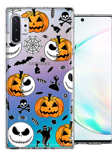 Samsung Galaxy Note 10 Halloween Jack-O-Lantern Pumpkin Skull Spooky Design Double Layer Phone Case Cover