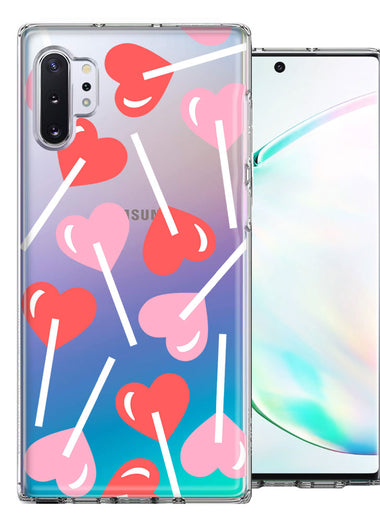 Samsung Galaxy Note 10 Plus Heart Suckers Lollipop Valentines Day Candy Lovers Double Layer Phone Case Cover