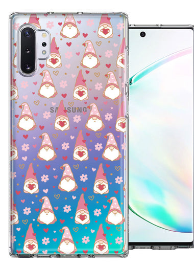Samsung Galaxy Note 10 Plus Pink Blush Valentines Day Flower Hearts Gnome Characters Cute Double Layer Phone Case Cover