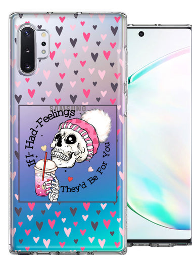 Samsung Galaxy Note 10 Plus Pink Dead Valentine Skull Frap Hearts If I had Feelings They'd Be For You Love Double Layer Phone Case Cover