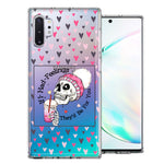 Samsung Galaxy Note 10 Plus Pink Dead Valentine Skull Frap Hearts If I had Feelings They'd Be For You Love Double Layer Phone Case Cover