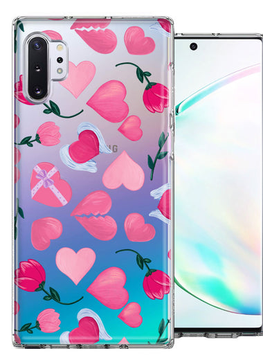 Samsung Galaxy Note 10 Plus Pretty Valentines Day Hearts Chocolate Candy Angel Flowers Double Layer Phone Case Cover