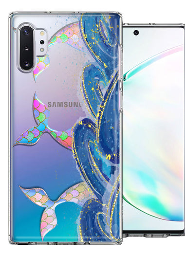 Samsung Galaxy Note 10 Plus Rainbow Mermaid Tails Scales Ocean Waves Beach Girls Summer Double Layer Phone Case Cover