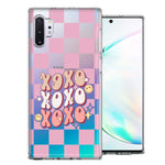 Samsung Galaxy Note 10 Retro Pink Checkered XOXO Vintage 70s Style Hippie Valentine Love Double Layer Phone Case Cover