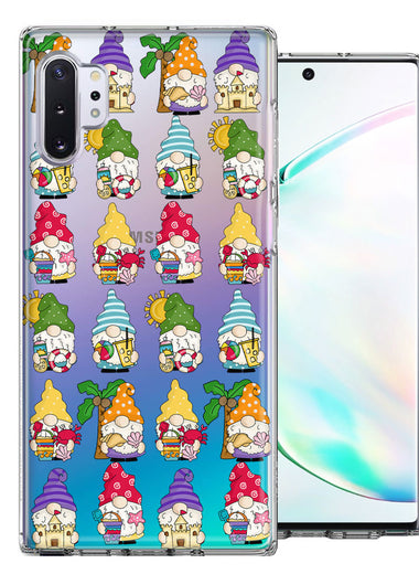 Samsung Galaxy Note 10 Plus Summer Beach Cute Gnomes Sand Castle Shells Palm Trees Double Layer Phone Case Cover