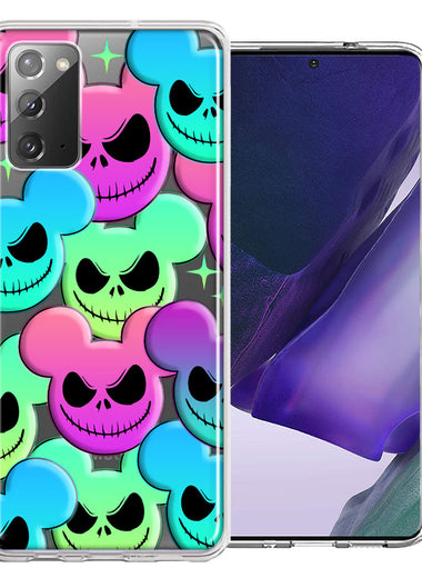 Samsung Galaxy Note 20 Bright Rainbow Nightmare Skulls Spooky Season Halloween Design Double Layer Phone Case Cover