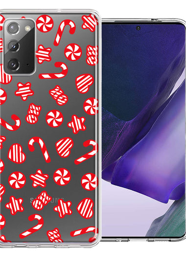 Samsung Galaxy Note 20 Christmas Winter Red White Peppermint Candies Swirls Candycanes Design Double Layer Phone Case Cover