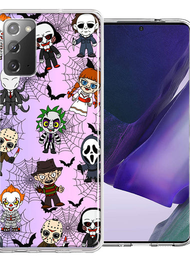 Samsung Galaxy Note 20 Classic Haunted Horror Halloween Nightmare Characters Spider Webs Design Double Layer Phone Case Cover
