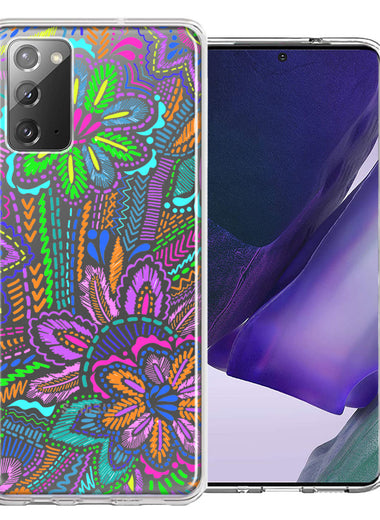 Samsung Galaxy Note 20 Colorful Summer Flowers Doodle Art Design Double Layer Phone Case Cover